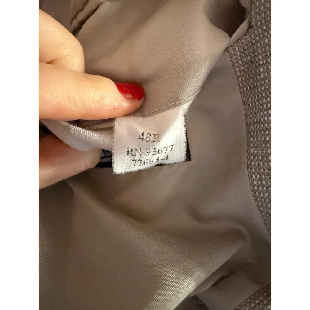 Towncraft Mens 48R Silk Blazer Beige Oatmeal Textured Two Button Sport Coat 48 R